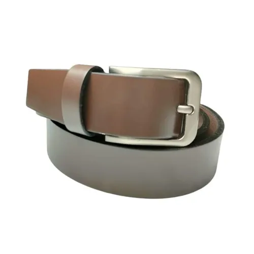 حزام رجالي بسيط من الجلد الطبيعي - بني - Product Image